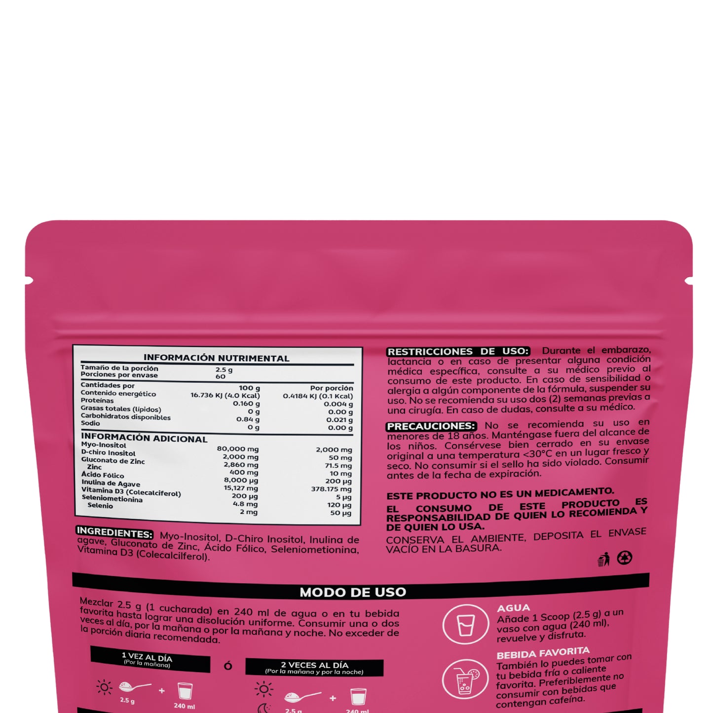Myo y D-Chiro Inositol en polvo - 150 g