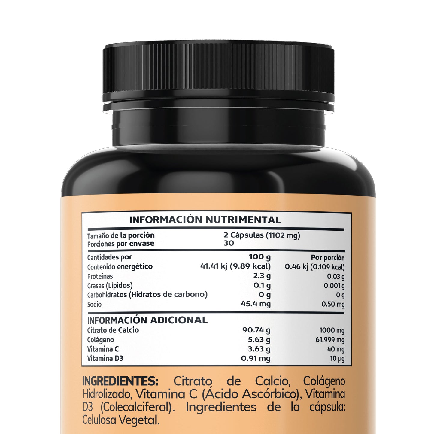 Calcio | Vitamina D3 y Colágeno Hidrolizado 60 Caps
