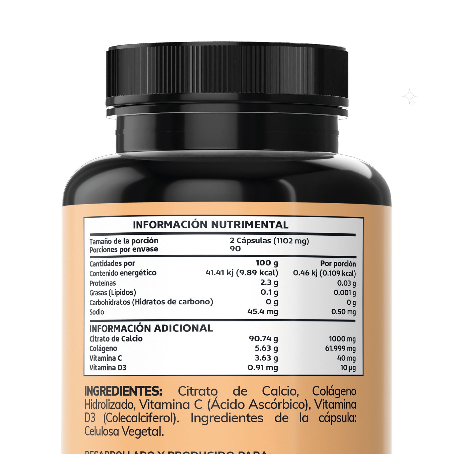 Calcio | Vitamina D3 y Colágeno Hidrolizado 180 Caps
