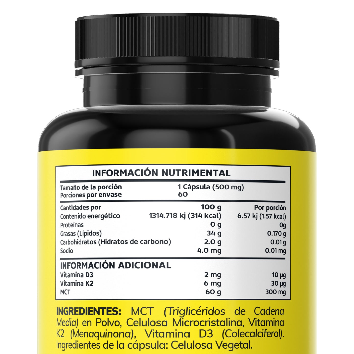 Vitamina D3, Vitamina K2 con MCT OIL 60 Caps