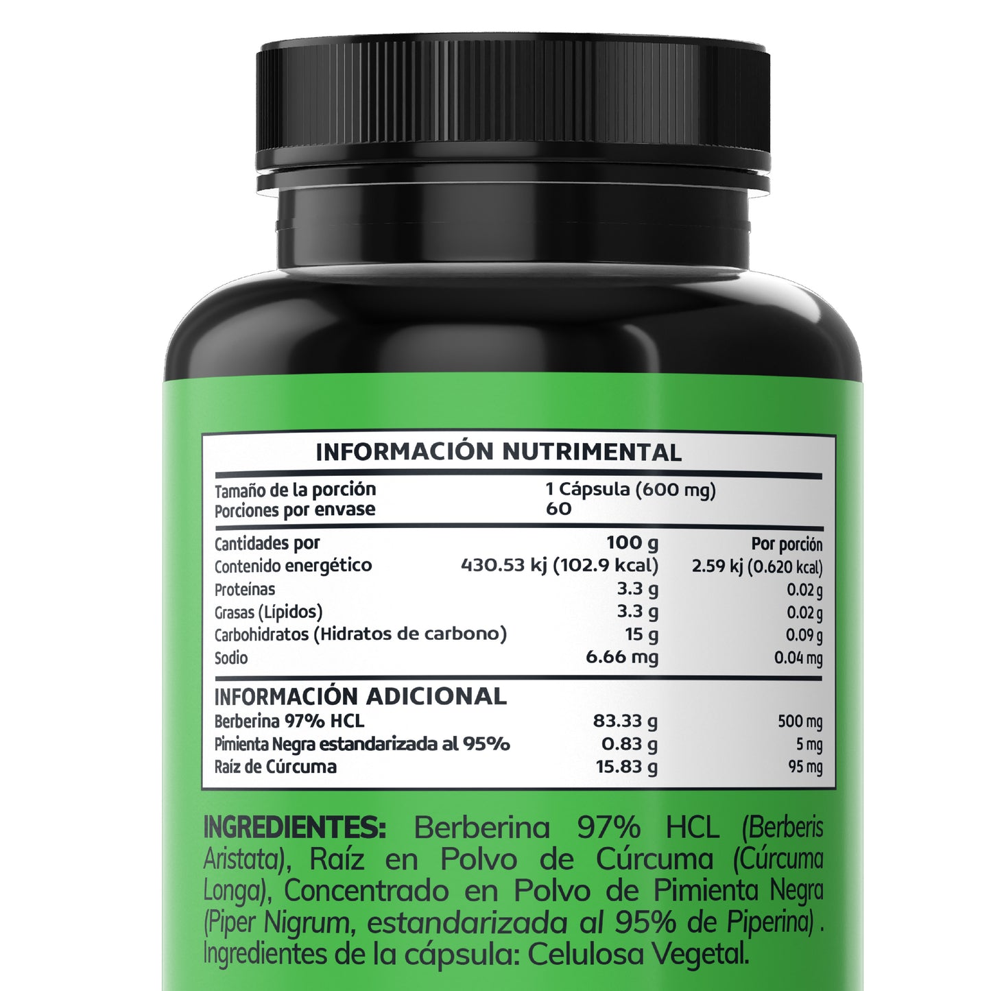 Berberine HCL 97% | 60 cápsulas