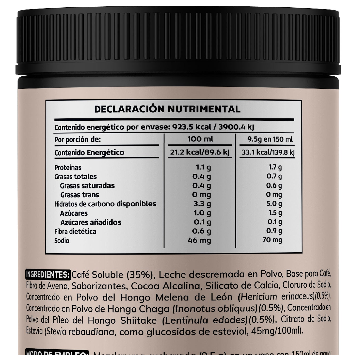 Café Soluble con Hongos Melena de León, Shiitake y Chaga - 27 porciones - Sabor Moka