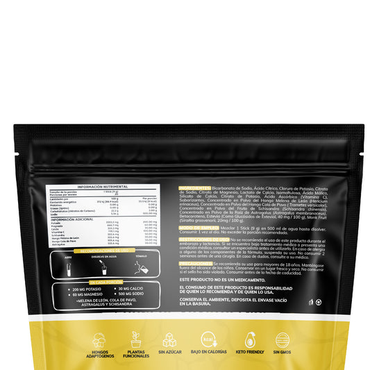 Electro Mix | Con Hongos Adaptógenos (Melena de León, cola de pavo y schisandra) - 20 sticks - Sabor Camu Camu