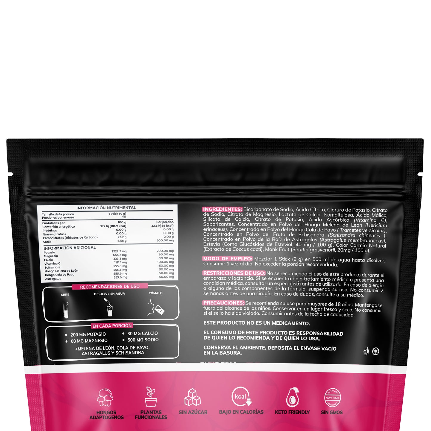 Electro Mix | Con Hongos Adaptógenos (Melena de León, cola de pavo y schisandra) - 20 sticks - Sabor Frutos Rojos