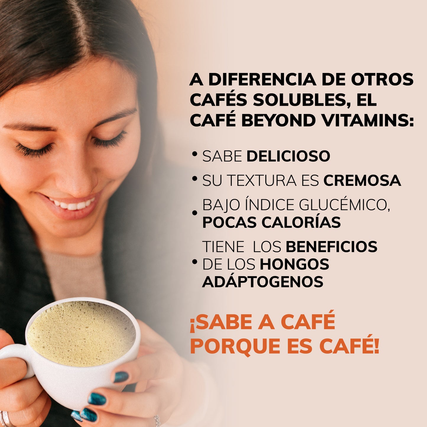 Café Soluble con Hongos Melena de León, Shiitake y Chaga - 27 porciones - Sabor Cappuccino