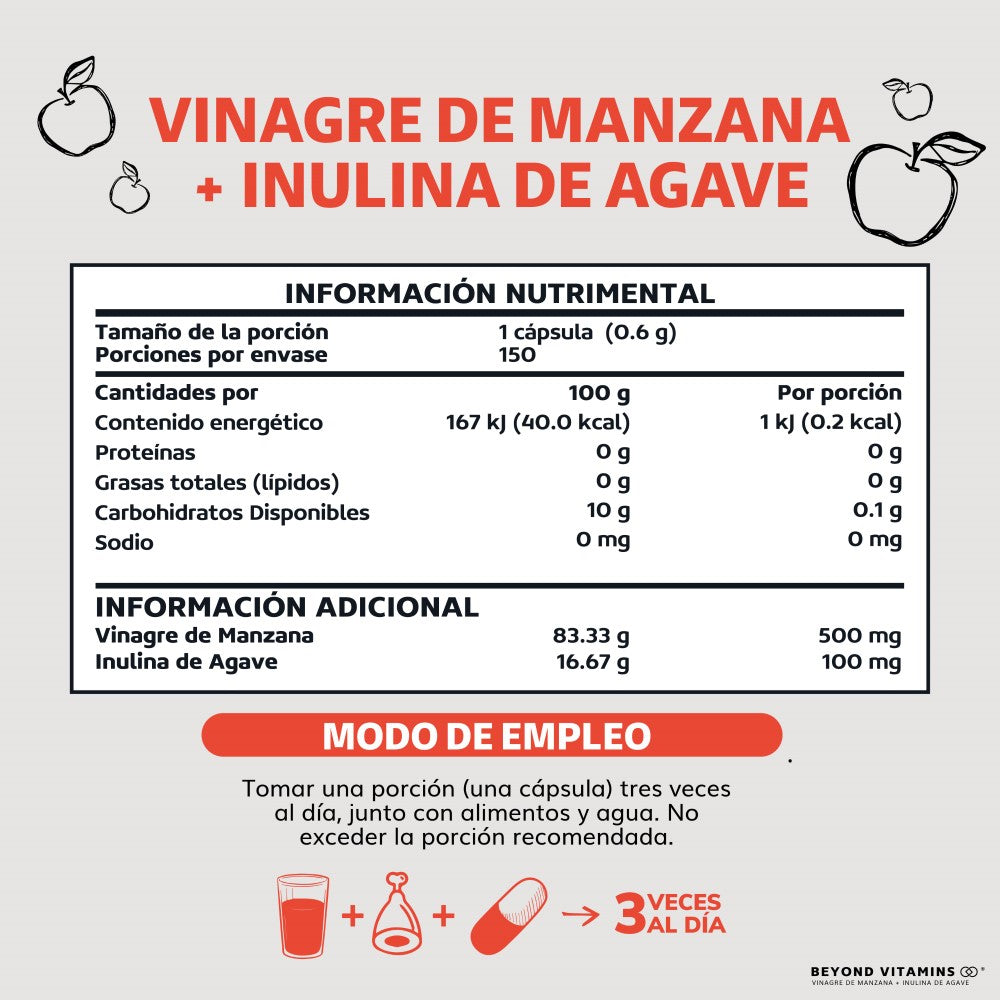 Vinagre de Manzana + Inulina de Agave