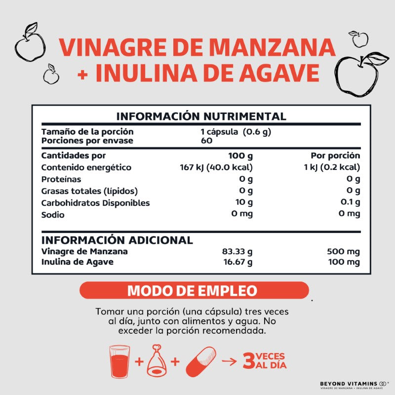 Vinagre de Manzana + Inulina de Agave 60 caps