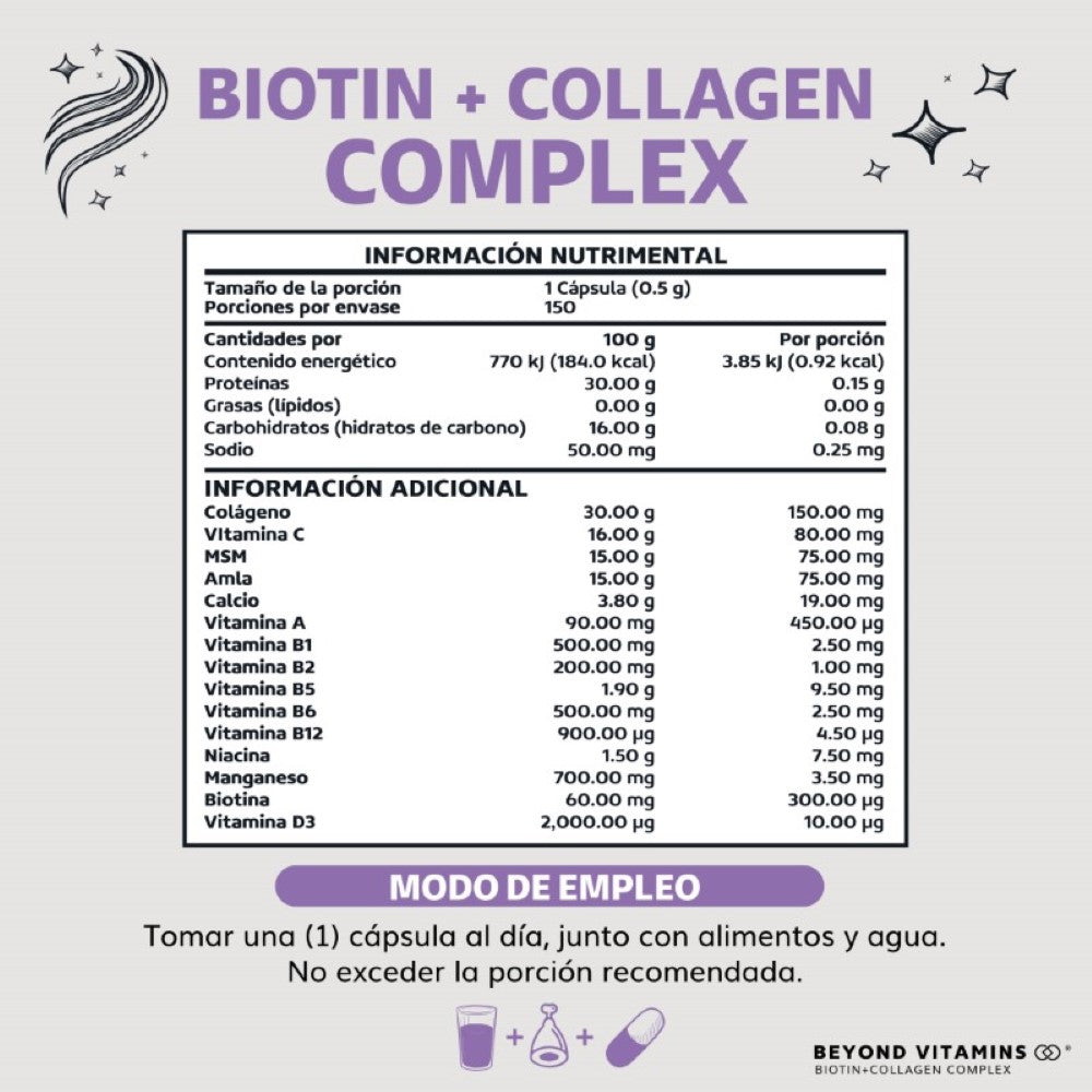 Biotin + collagen complex 150 caps