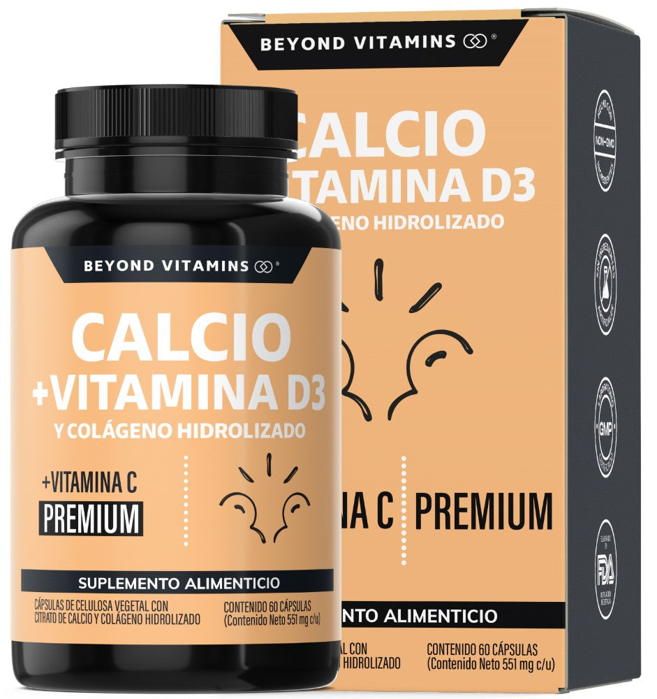 Calcio | Vitamina D3 y Colágeno Hidrolizado 60 Caps