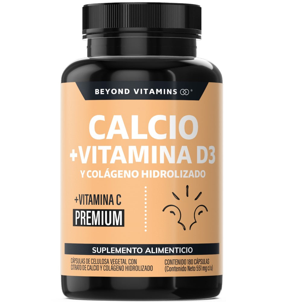 Calcio | Vitamina D3 y Colágeno Hidrolizado 180 Caps