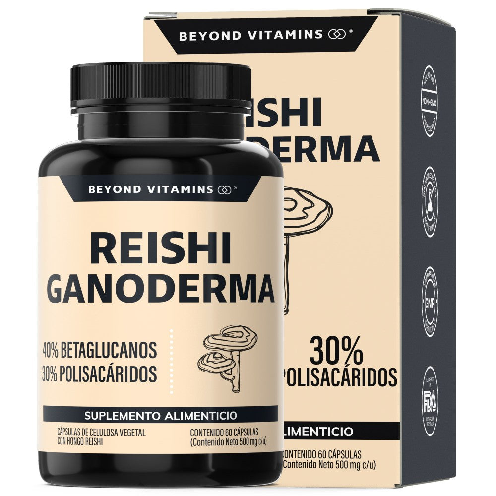 Reishi Ganoderma | 40% Betaglucanos, 30% Polisacáridos - 60 Cápsulas