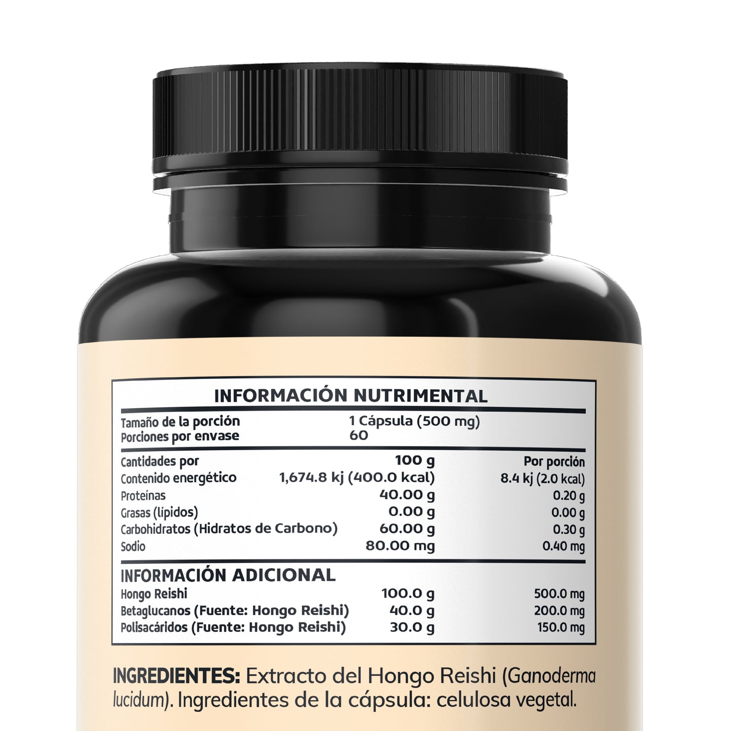 Reishi Ganoderma | 40% Betaglucanos, 30% Polisacáridos - 60 Cápsulas