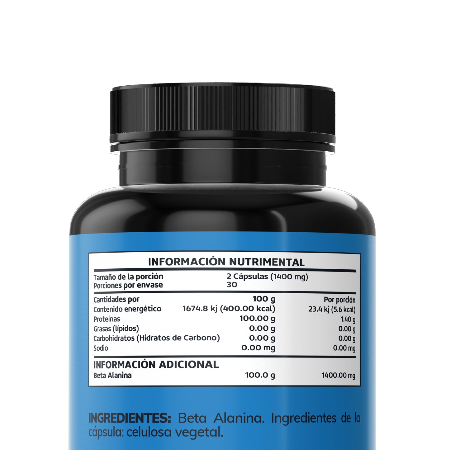 Beta Alanina 1400 MG | Premium - 60 cápsulas