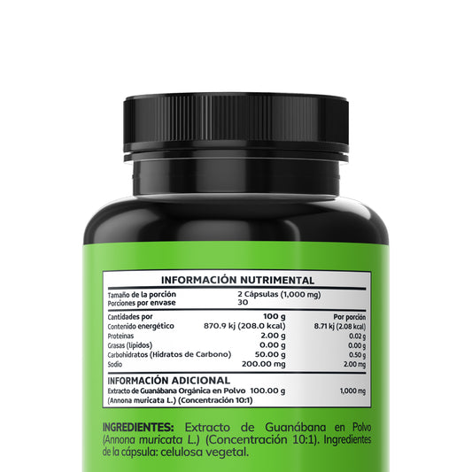 Soursop Guanábana 1000MG | Orgánico - 60 cápsulas