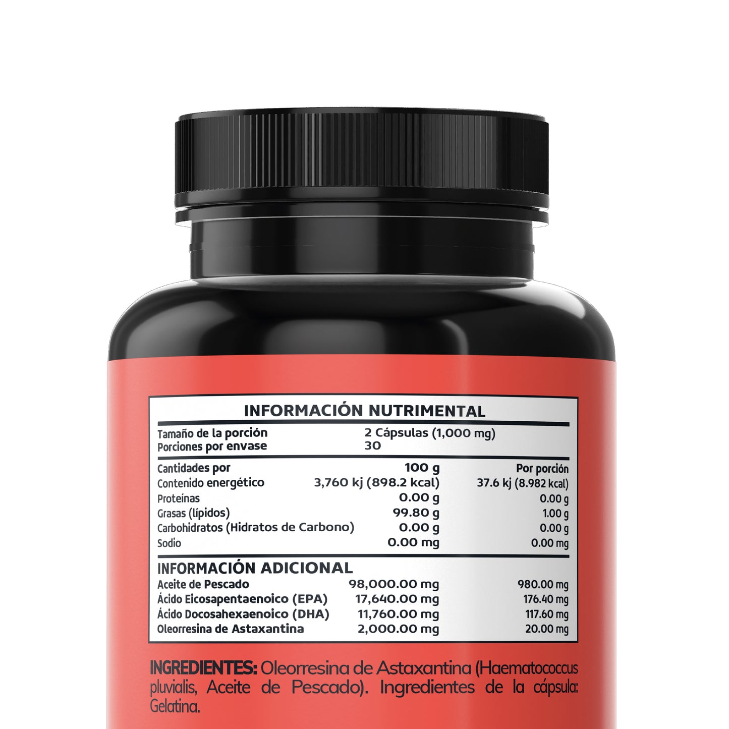 Astaxantina 20mg de Haematococcus pluvialis + Omega 3 EPA/DHA | 60 Cápsulas