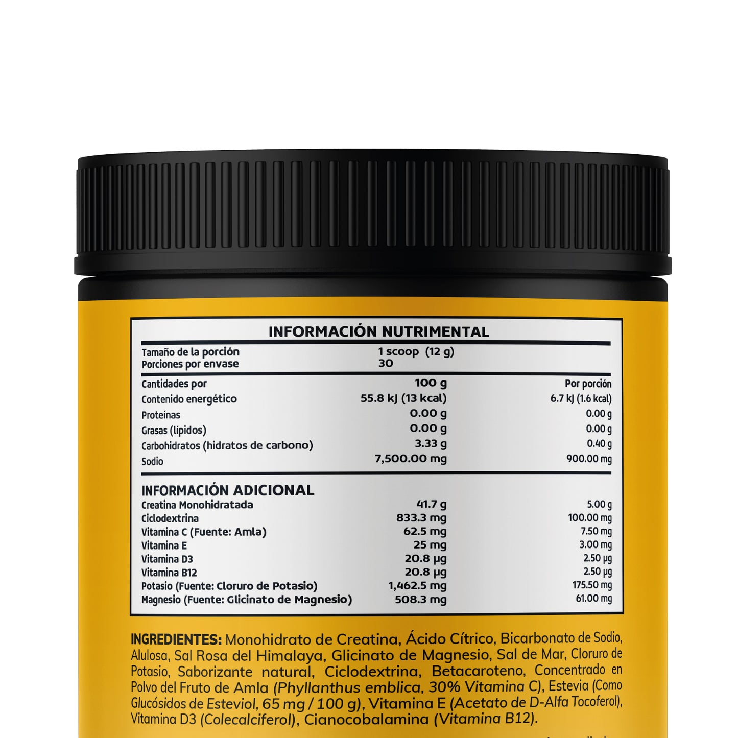 Creatina Monohidratada con Electrolitos y Ciclodextrina | 30 Porciones | Sabor Maracuya.