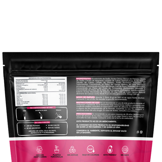 Electro Mix | Con Hongos Adaptógenos (Melena de León, cola de pavo y schisandra) - 20 sticks - Sabor Frutos Rojos