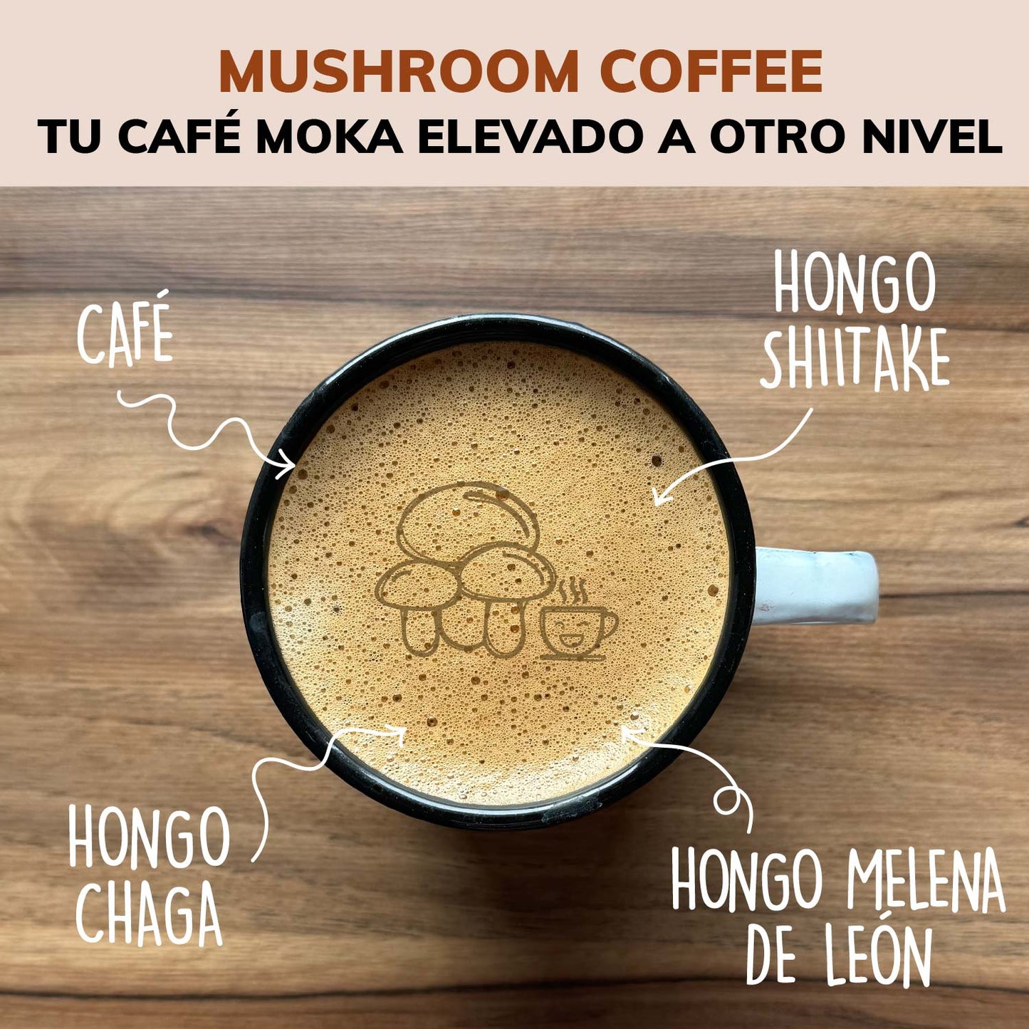 Café Soluble con Hongos Melena de León, Shiitake y Chaga - 27 porciones