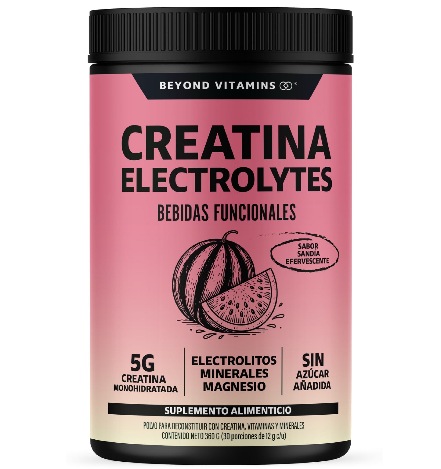 Creatina Monohidratada con Electrolitos y Ciclodextrina | 30 Porciones | Sabor Sandía