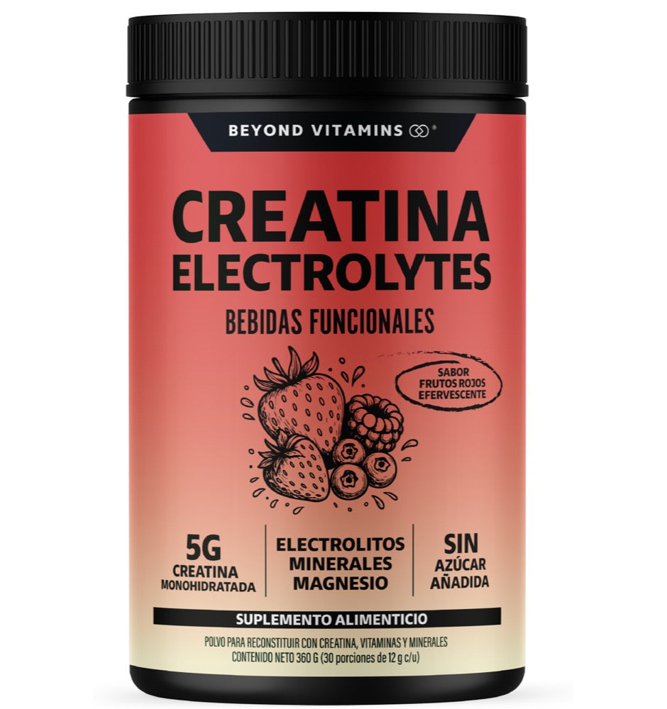 Creatina Monohidratada con Electrolitos y Ciclodextrina | 30 Porciones | Sabor Frutos Rojos