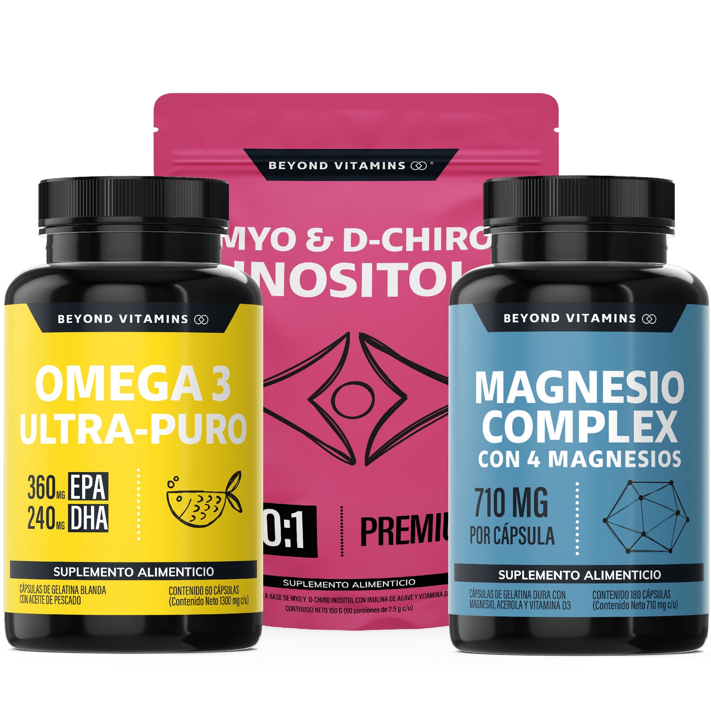 BV Kit Golden Trio: Magnesio + Inositol + Omega 3