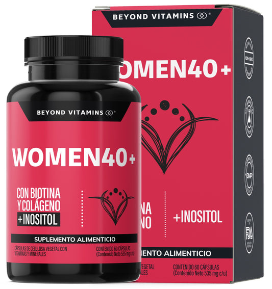 WOMEN40+ | Con Biotina y colágeno + Inositol - 60 cápsulas
