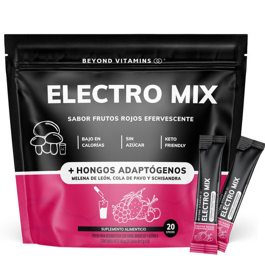 Electro Mix | Con Hongos Adaptógenos (Melena de León, cola de pavo y schisandra) - 20 sticks - Sabor Frutos Rojos