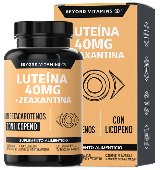Luteína 40 mg + Zeaxantina con Betacaroteno y Licopeno  - 60 Cápsulas