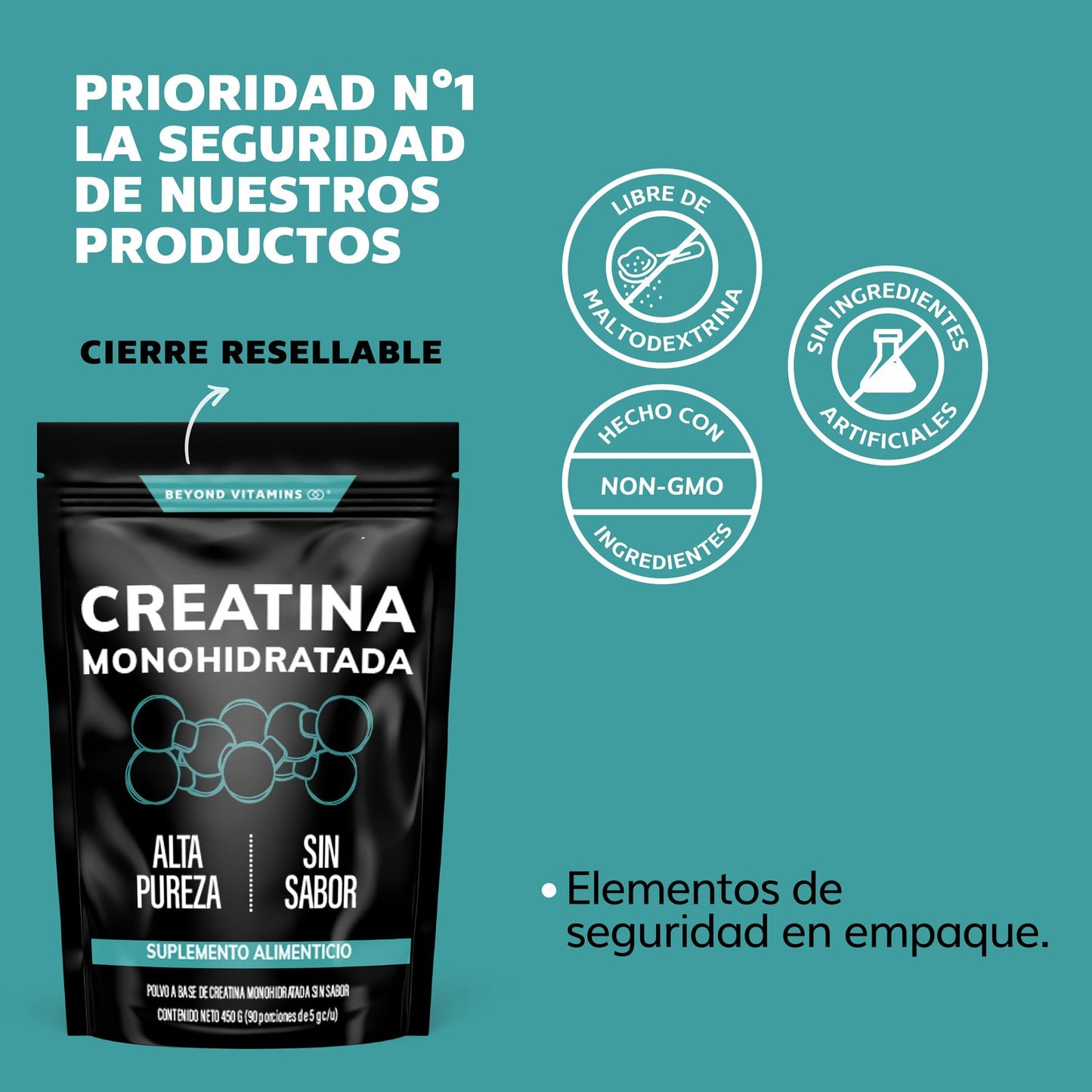 Creatina monohidratada en polvo - 450 g