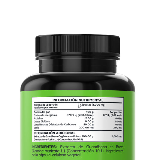 Soursop Guanábana 1000MG | Orgánico - 180 cápsulas